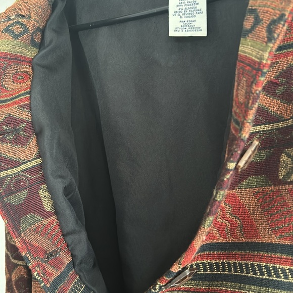 White Stag Jacket Women XL Gold Rust Black Stripe Aztec Tribal Tapestry VTG - Picture 8 of 8